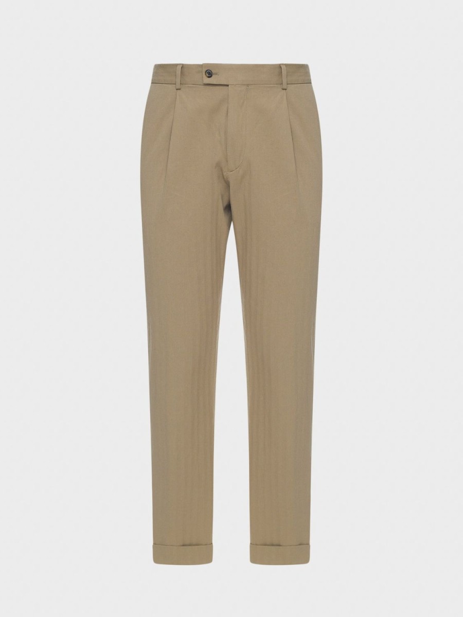 Caruso Pantalone In Cotone Beige