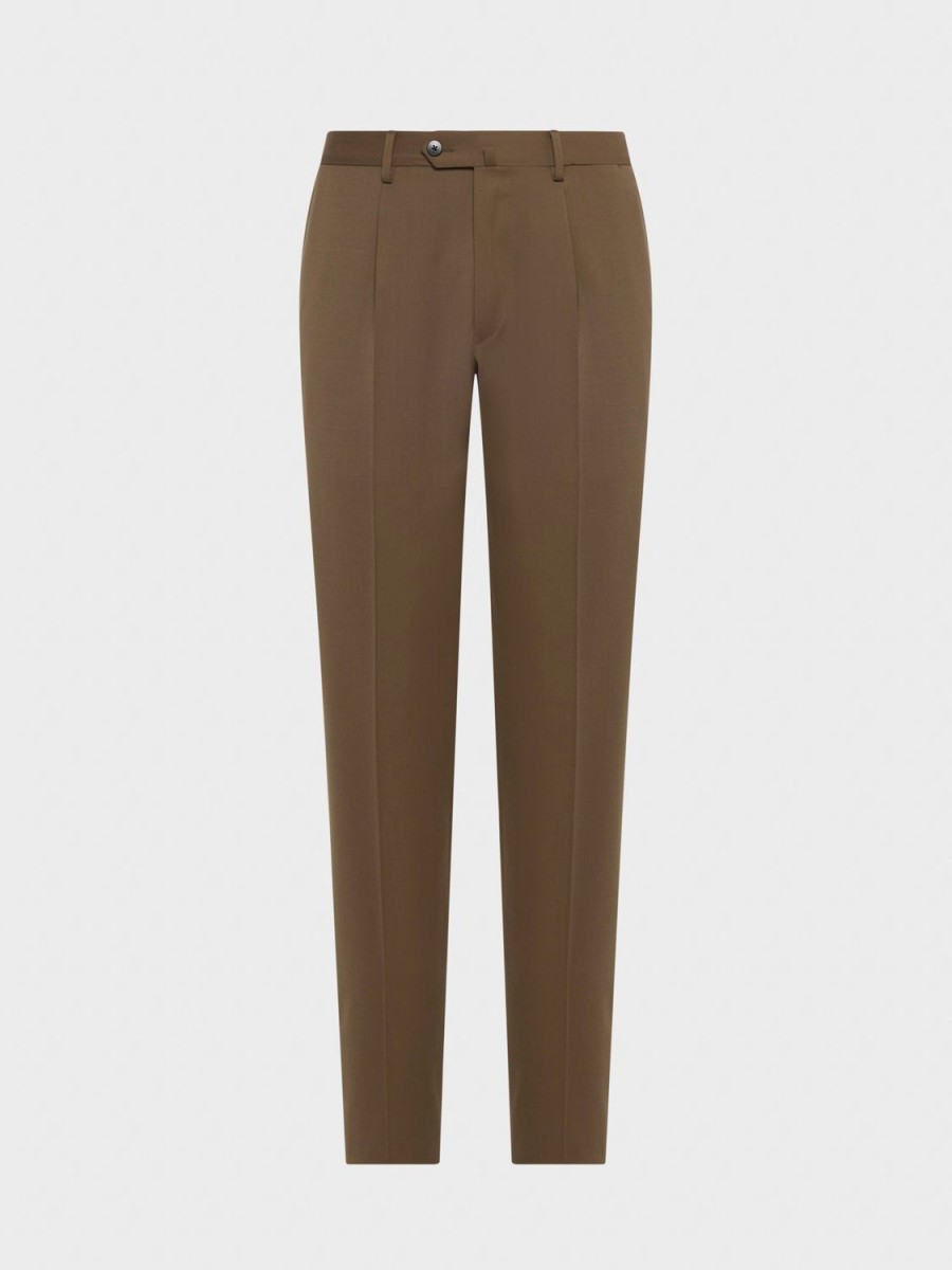 Caruso Pantalone In Lana Tecnica Beige