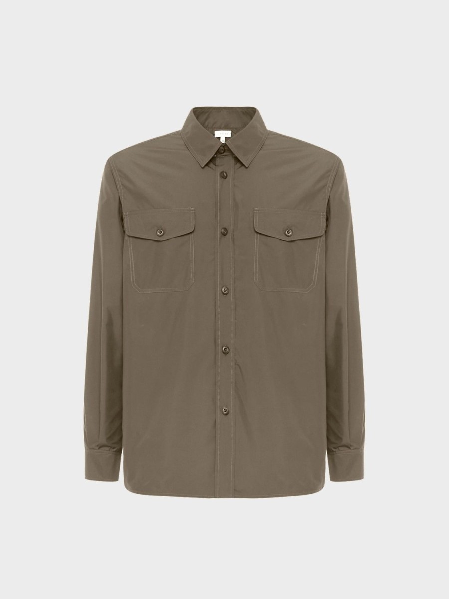 Caruso Overshirt In Nylon Ultra Leggero Verde Militare