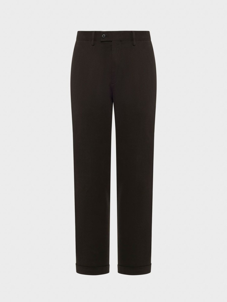 Caruso Pantalone In Cotone Stretch Marrone