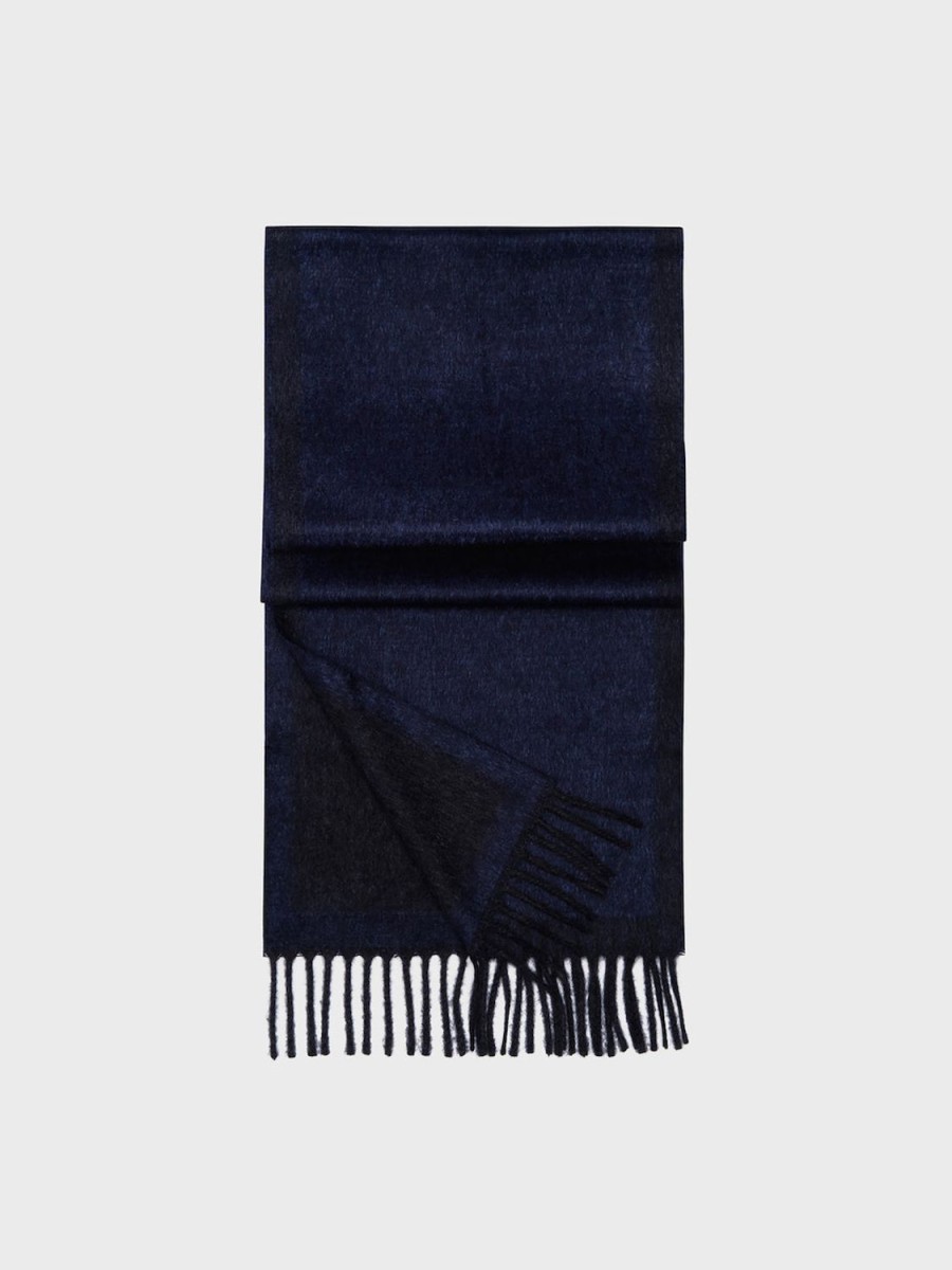 Caruso Sciarpa In Seta Cashmere Blu Notte