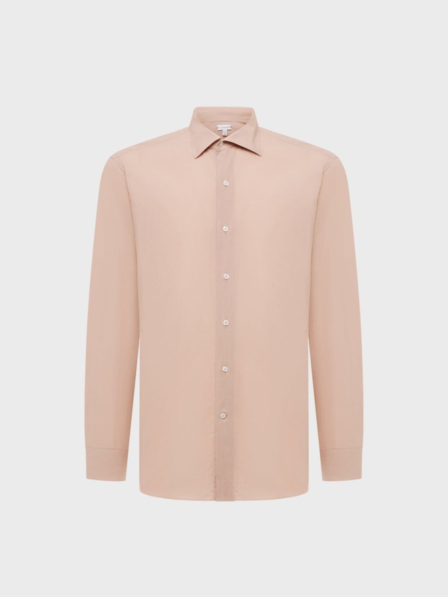 Caruso Camicia Slim In Cotone Rosa Antico