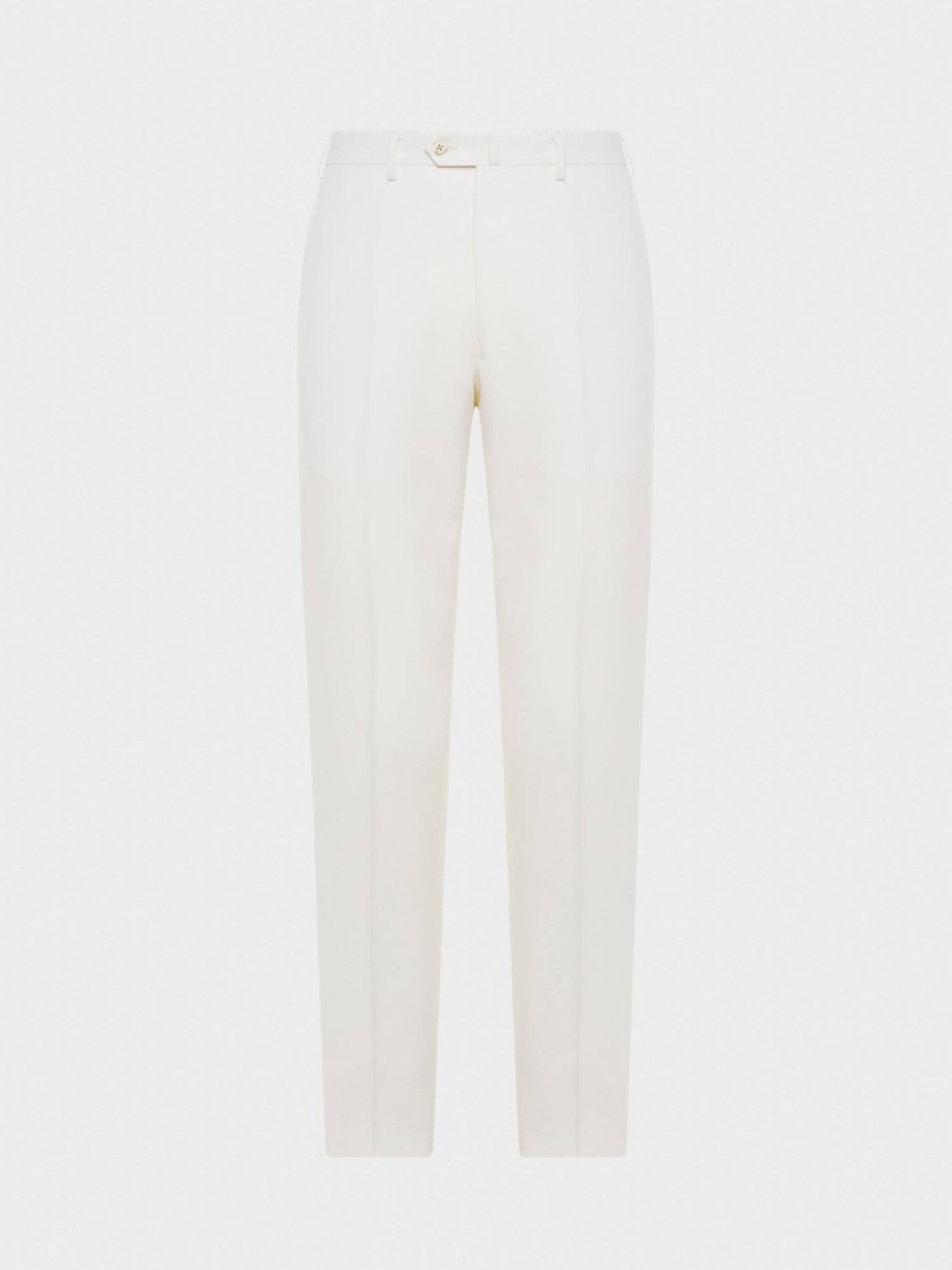 Caruso Pantalone In Lana Bianco