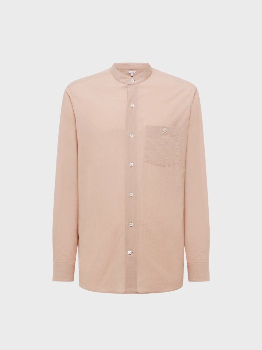 Caruso Camicia Coreana In Cotone Rosa Antico