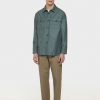 Caruso Overshirt In Lana, Seta E Lino Verde