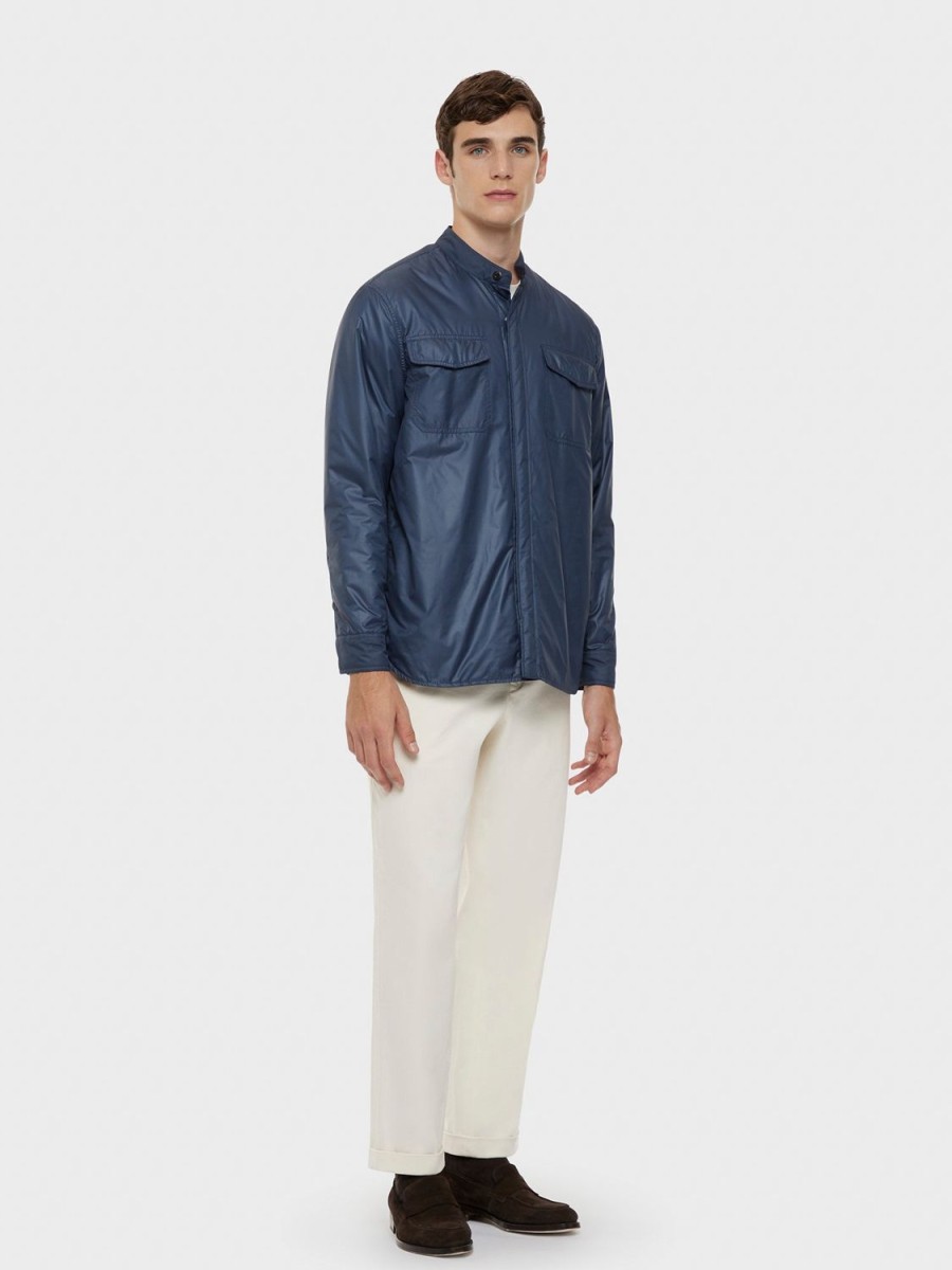 Caruso Overshirt Imbottita In Nylon Blu