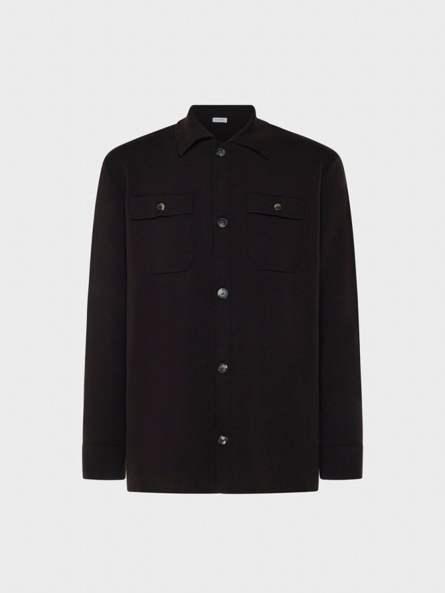 Caruso Overshirt In Maglia Punto Milano Marrone