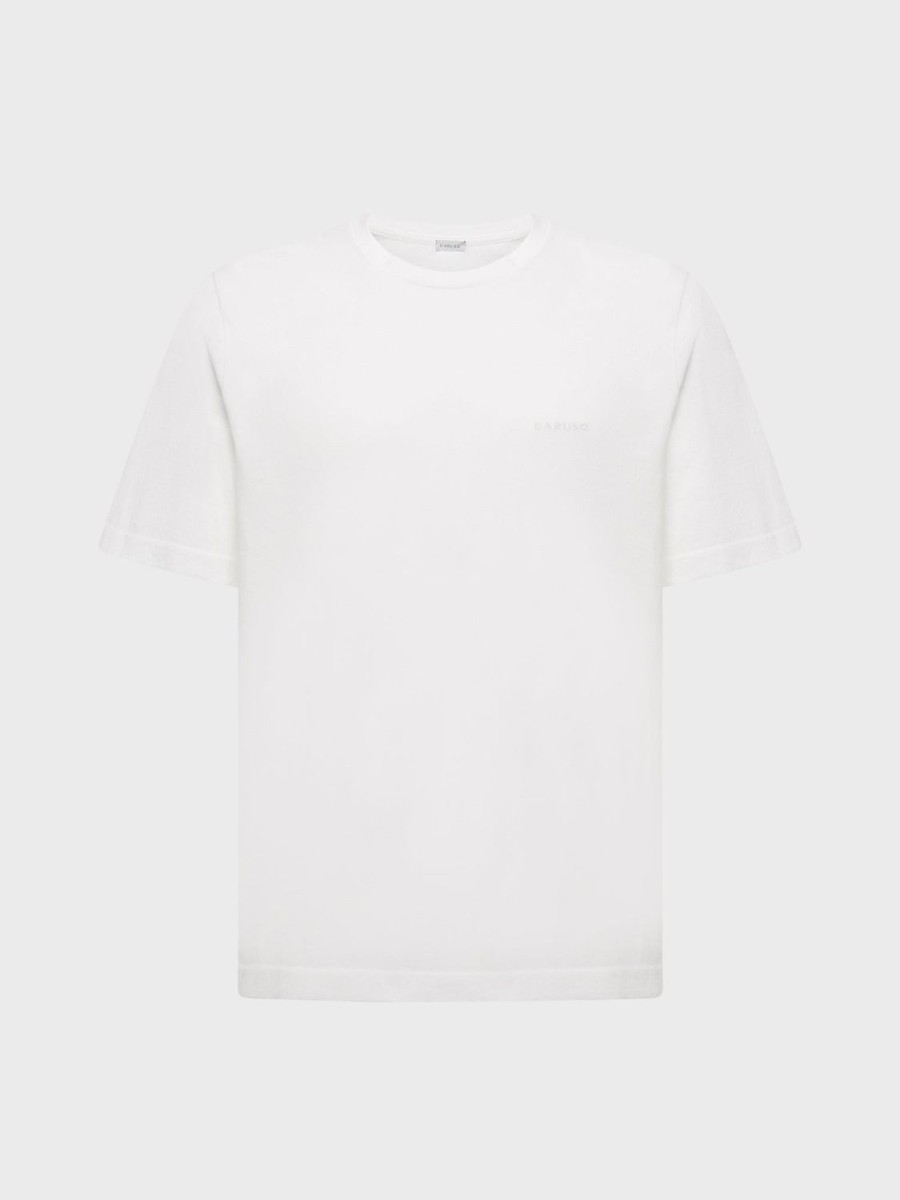 Caruso T-Shirt Girocollo In Jersey Bianco