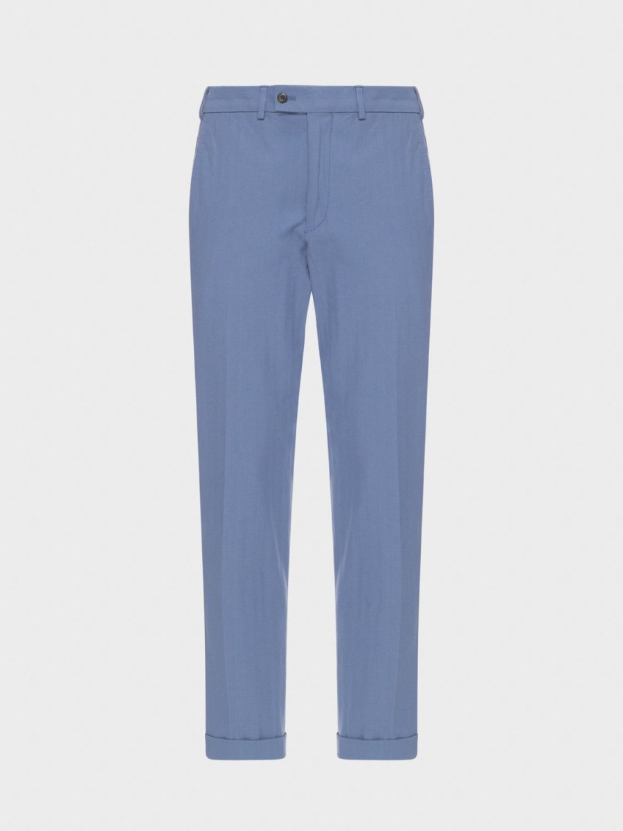 Caruso Pantalone In Cotone Azzurro