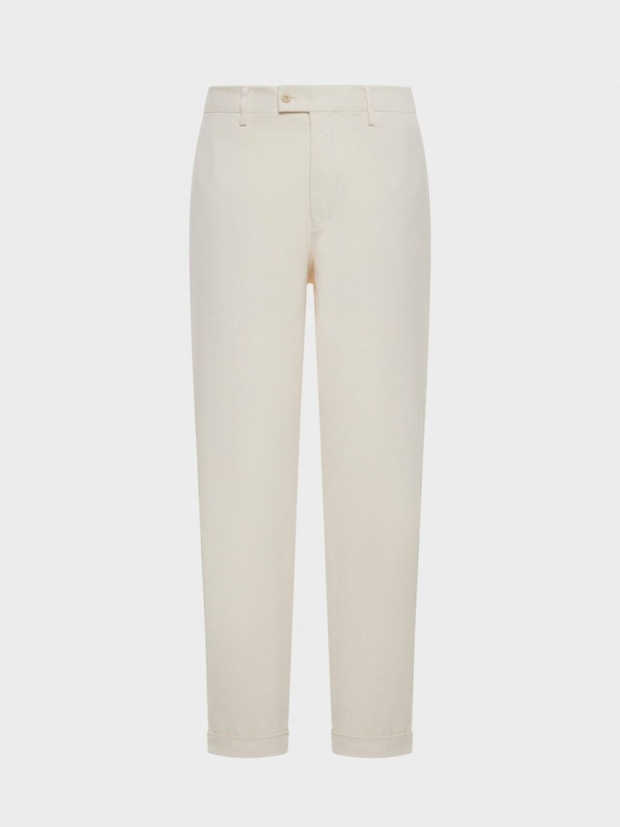 Caruso Pantalone In Cotone Stretch Bianco