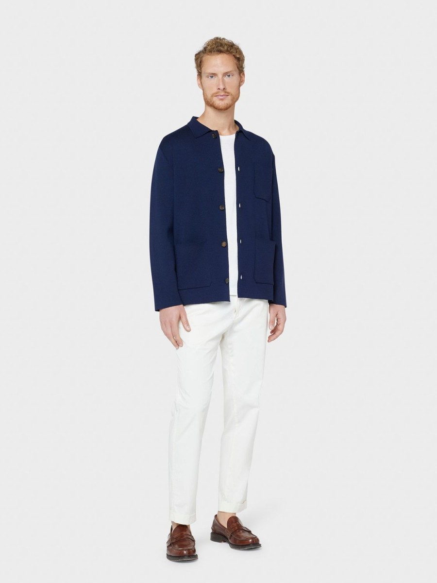 Caruso Giacca-Cardigan In Maglia Punto Milano Blu